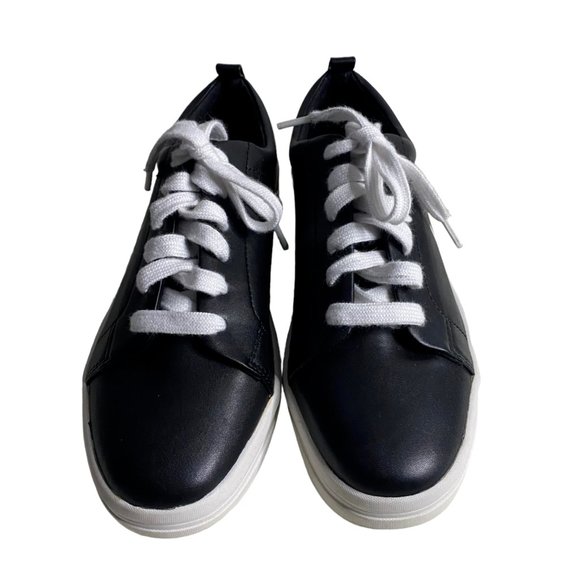 Calvin Klein Women's Madie Black & White Faux Leather Lace Up Sneakers - Picture 3 of 9